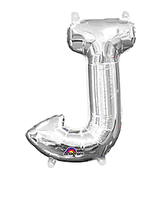 Silver Letter "J" Mylar 16 Inch Balloon
